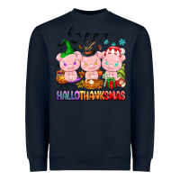 Navy happy hallothanksmas pigs Heavyweight Sweatshirt - texasbilliewilder