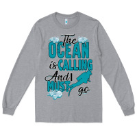 Heather Grey The Ocean Is Calling Long Sleeve Tee - Bettercallsaul