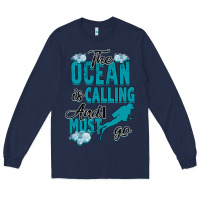 Navy The Ocean Is Calling Long Sleeve Tee - Bettercallsaul