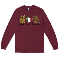 Burgundy Peace Love Mexicana Long Sleeve Tee - RanaPortraitStore