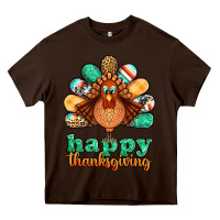 Chocolate Brown happy thanksgiving turkey Heavy Core Tee - Jasminsmagicworld