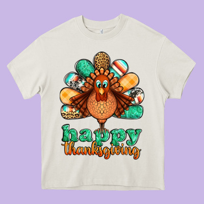 Happy Thanksgiving Turkey Heavy Core Tee Designed By Jasminsmagicworld