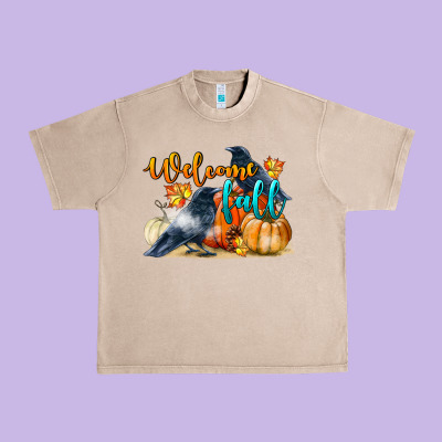 Welcome Fall With Crow Urban Heavy Tee Designed By Lillyallendesigns