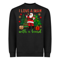 Black I love a man with a beard Christmas Heavyweight Sweatshirt - NancyCooperArtShop
