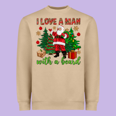 I Love A Man With A Beard Christmas Heavyweight Sweatshirt Designed By Nancycooperartshop
