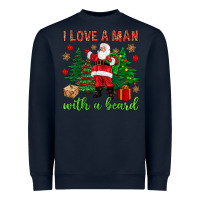 Navy I love a man with a beard Christmas Heavyweight Sweatshirt - NancyCooperArtShop