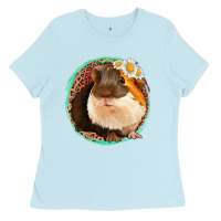 Baby Blue floral leopard guinea pigs Ladies Tee - Jasminsmagicworld