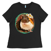 Black floral leopard guinea pigs Ladies Tee - Jasminsmagicworld