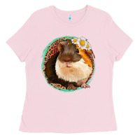 Bubblegum Pink floral leopard guinea pigs Ladies Tee - Jasminsmagicworld