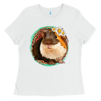 White floral leopard guinea pigs Ladies Tee - Jasminsmagicworld
