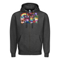Charcoal Heather lgbtq coffee cups Zipper Hoodie - HowdyJamesFarm