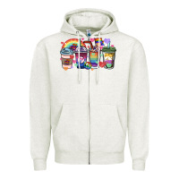 Oatmeal Heather lgbtq coffee cups Zipper Hoodie - HowdyJamesFarm