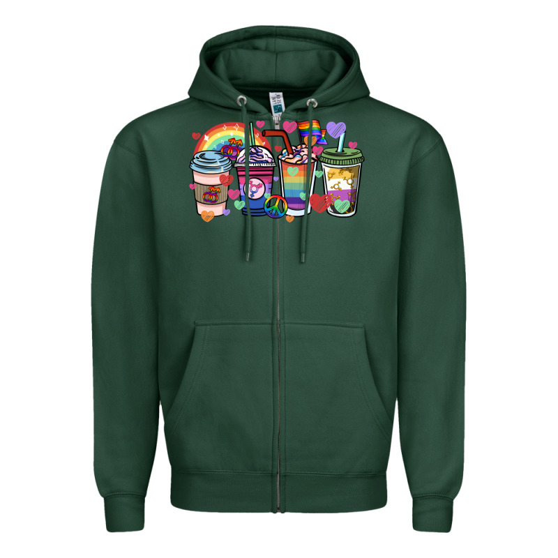 Lgbtq Coffee Cups Zipper Hoodie by HowdyJamesFarm | Teevron