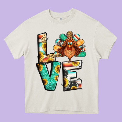 Love Thanksgiving Heavy Core Tee Designed By Jasminsmagicworld