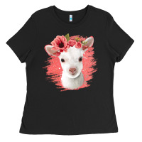 Black floral baby goat Ladies Tee - Jasminsmagicworld