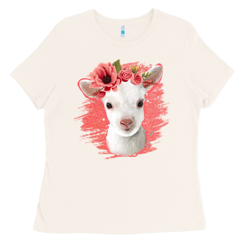 Floral Baby Goat Ladies Tee by Jasminsmagicworld | Teevron