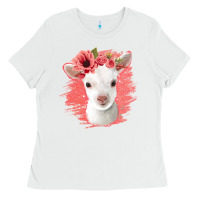 White floral baby goat Ladies Tee - Jasminsmagicworld
