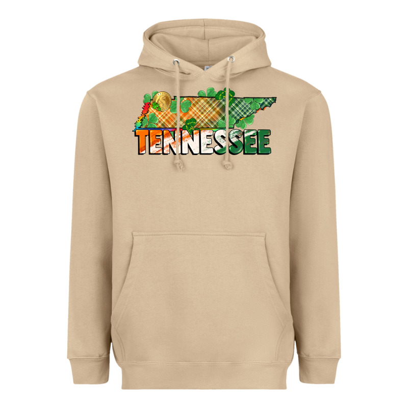 Tennessee Map St Patrick's Day Heavyweight Hoodie by FaDigitalArtStudio | Teevron