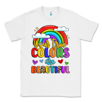 White name vibrant positivity rainbow art Classic Tee - LillyAllenDesigns