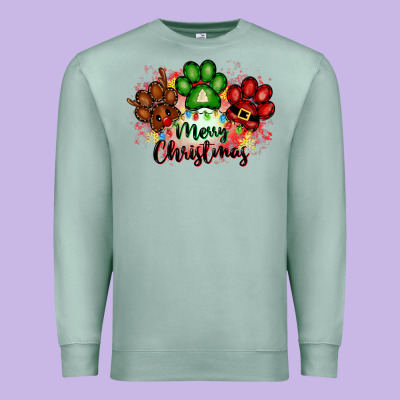Merry Christmas Paws Premium Sweatshirt Designed By Fadigitalartstudio