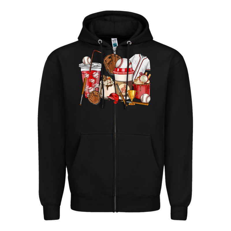 Baseball Coffee Cups Zipper Hoodie by HowdyJamesFarm | Teevron