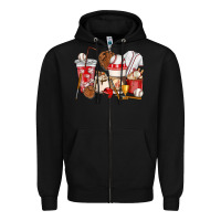 Black Baseball coffee cups Zipper Hoodie - HowdyJamesFarm