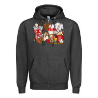 Charcoal Heather Baseball coffee cups Zipper Hoodie - HowdyJamesFarm
