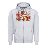 Heather Grey Baseball coffee cups Zipper Hoodie - HowdyJamesFarm