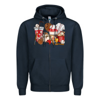 Navy Baseball coffee cups Zipper Hoodie - HowdyJamesFarm