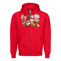 Red Baseball coffee cups Zipper Hoodie - HowdyJamesFarm