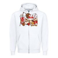 White Baseball coffee cups Zipper Hoodie - HowdyJamesFarm