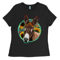 Black aztec backsground donkey Ladies Tee - Jasminsmagicworld
