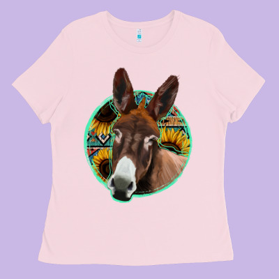 Aztec Backsground Donkey Ladies Tee Designed By Jasminsmagicworld