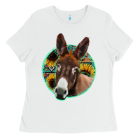 White aztec backsground donkey Ladies Tee - Jasminsmagicworld