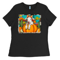 Black autumn sheep in a pumpkin Ladies Tee - Jasminsmagicworld
