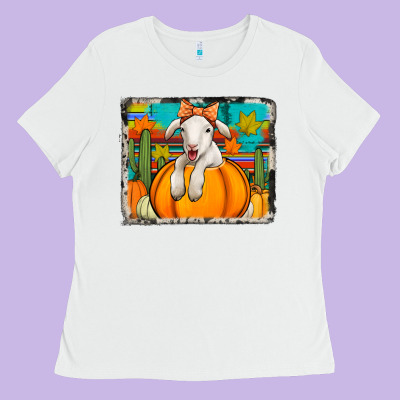 Autumn Sheep In A Pumpkin Ladies Tee Designed By Jasminsmagicworld
