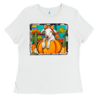 White autumn sheep in a pumpkin Ladies Tee - Jasminsmagicworld