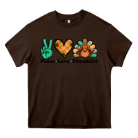Chocolate Brown peace love thankful turkey Heavy Core Tee - Jasminsmagicworld