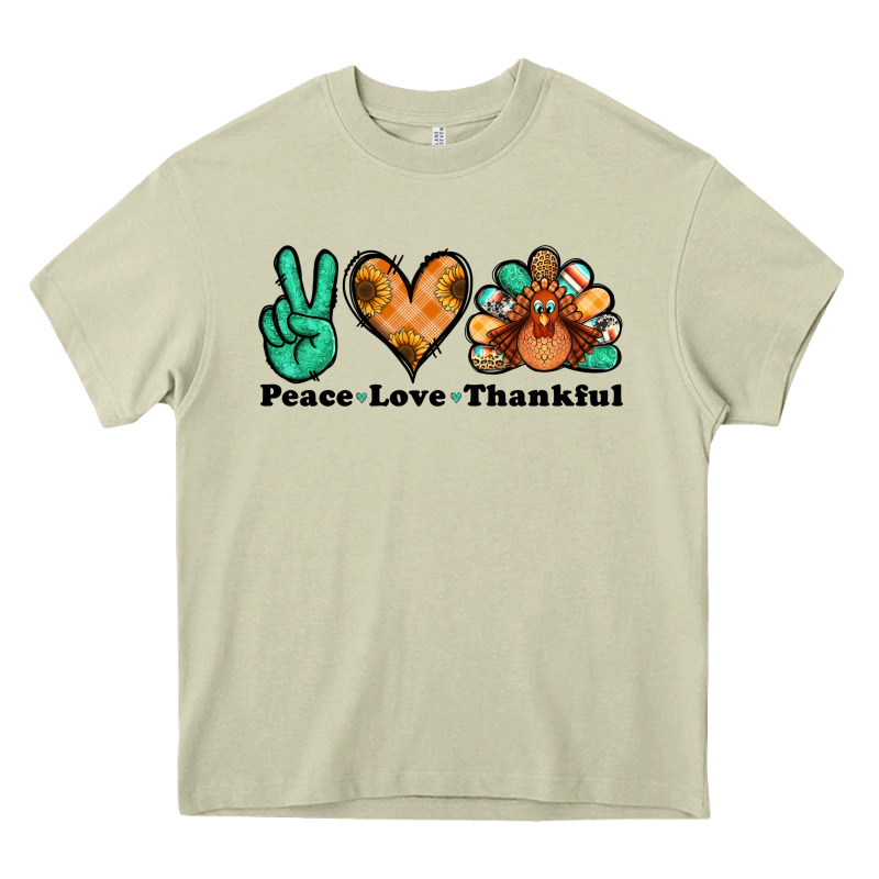 Peace Love Thankful Turkey Heavy Core Tee by Jasminsmagicworld | Teevron