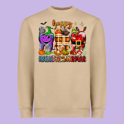 Happy Hallothanksmas Teeth Heavyweight Sweatshirt Designed By Texasbilliewilder