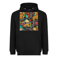 Black school bus coffee and star with leopard seamless pattern bbs Heavyweight Hoodie - BundleAndBundleShop