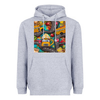 Heather Grey school bus coffee and star with leopard seamless pattern bbs Heavyweight Hoodie - BundleAndBundleShop