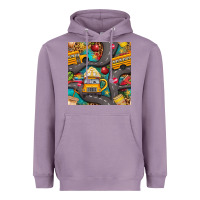Lavender school bus coffee and star with leopard seamless pattern bbs Heavyweight Hoodie - BundleAndBundleShop