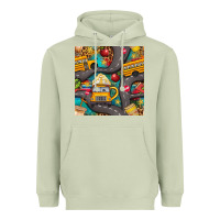 Matcha school bus coffee and star with leopard seamless pattern bbs Heavyweight Hoodie - BundleAndBundleShop