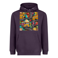 Plum school bus coffee and star with leopard seamless pattern bbs Heavyweight Hoodie - BundleAndBundleShop