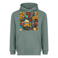 Sage school bus coffee and star with leopard seamless pattern bbs Heavyweight Hoodie - BundleAndBundleShop