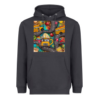 School Bus Coffee And Star With Leopard Seamless Pattern Bbs Heavyweight Hoodie | Teevron