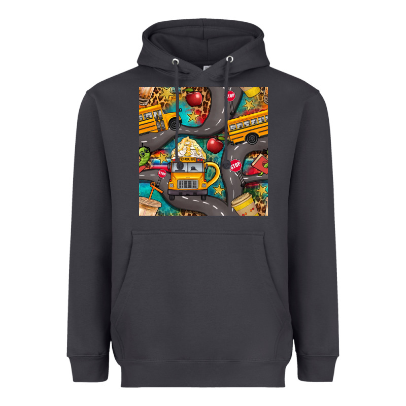 School Bus Coffee And Star With Leopard Seamless Pattern Bbs Heavyweight Hoodie by BundleAndBundleShop | Teevron