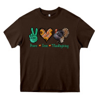 Chocolate Brown peace love thanksgiving Heavy Core Tee - Jasminsmagicworld