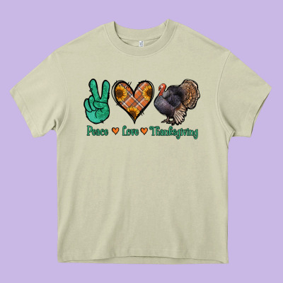 Peace Love Thanksgiving Heavy Core Tee Designed By Jasminsmagicworld